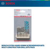 Bosch Extra hard 65mm screwdriver bits / Multi Construction drill bits pack